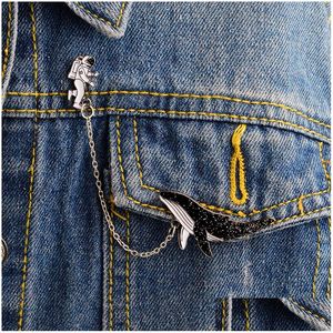 Pins Broschen Cartoon Pins Astronaut und Wale Denim Jacke Mantel Mütze Rucksack Pin Schnalle Hemd Abzeichen Tier Geschenk für Freund Drop D Dhs6C