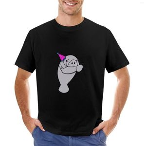 メンズポロスかわいいグレーマナティーバースデーパーティーハットTシャツ半袖ティー