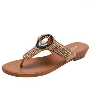 Hausschuhe 588-1 Sandalen Sommer Mode Outwear Meer Urlaub Rand Ethno-Stil Hang und Strass