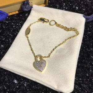 High Quality Heart Charm Bracelets Fashion Women Brace Lace Necklace Pendant Lock Womens Chain Bracelet Jewelry with Box2719