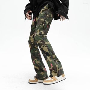 Erkek Kot 2023 Kamuflaj-Renk Kargo Mens Açık Bul Bulma Bootcut Denim Pantolon Street Giyim Hip Hop İş Pantolon