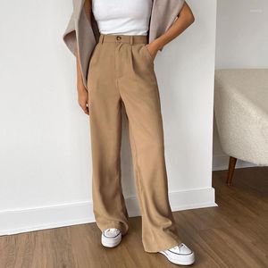 Women's Pants Kozoca Fashion Casual All-macth High Waist Full Length Trousers Solid Straight Leg Loose Office Lady Suit Women Streetwear