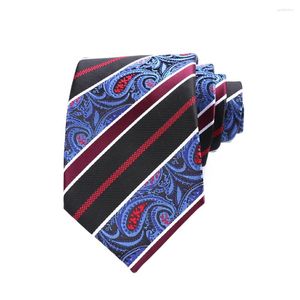 Bow Ties Blue Paisley Striped 8cm Men's Slips Classic for Man Adult Wedding Business Party Jacquard Ascot Accessories