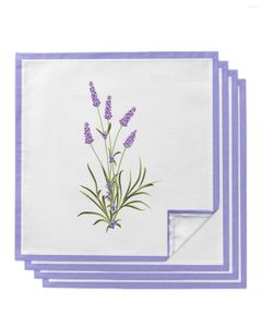 Table Napkin Purple Flower Lavender Romance Napkins Cloth Set Handkerchief Dinner For Wedding Banquet Party Decoration