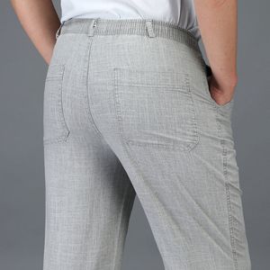 Men s Pants Men Trousers Casual Linen Summer Thin Elastic waist Business Office 5XL Plus size 230718