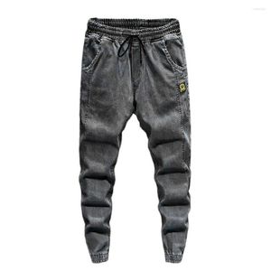 Men's Jeans Men Denim Pants Loose Fit Washing Dressing Stretch Lace-up Cargo For Party
