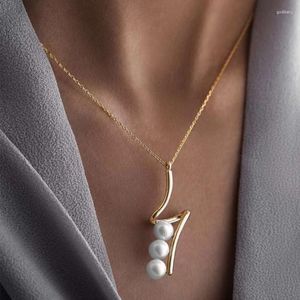 Hänge halsband ins trendiga pärlsten hals för kvinnor klassisk geoemtry legering metall justerbara bröllop smycken 2 st 21772