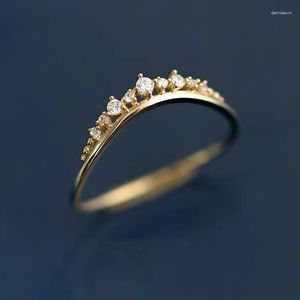 Cluster Rings Fashion White Stone Cute Female Crystal Ring Real 925 Sterling Silver Gold Engagement Vintage Small Wedding For Women