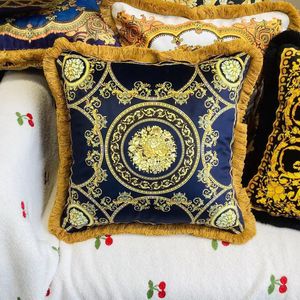 Luxury Velvet Tassel Cushion Cover Soft Double Printed Pillow Cover Home Home Decorative Soffa Throw Pillows Stol 45x45cm FM-02