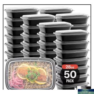Fashion Disposable Dinnerware Kitchen Supplies Dining Bar Home Garden Lunch Box With Liddisposable Meal Prep 750Ml Plastic Takeaway Drop