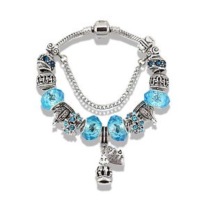 925 versilbertes Charm-Armband-Set mit Kronen-Anhänger für Pandora-Schlangenketten-Charm-Armbänder, Designer-Schmuck für Frauen, Luxus-Armband mit Originalverpackung