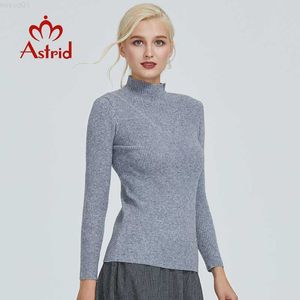 Women's Sweaters Astrid 2023 Autumn new arrival women sweater top beige plaid slim fashion high quality pullovers elegant crop sweater MS-003 L230718