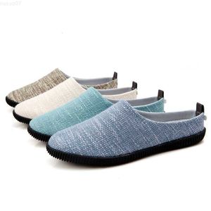 Chinelos Primavera Verão Juventude Moda Homens Sapatos de Linho Um Pedal Meio Chinelo Sapatos de Caminhada Casual Praia Sapatos de Caminhada Confortáveis Ao Ar Livre Chinelos Masculinos L230718