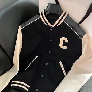Mäns jackor Teddy Leather Stitching C-Word Wool Baseball Uniform CE Home Letters and Women's High-End Fashion Jacket
