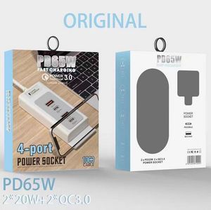 65W 4 Ports USB Şarj Cihazı Hızlı Şarj 3.0 Hızlı PD Şarj Cihazı Adaptör İstasyonu Tip-C 3A QC3.0 Süper Akıllı Telefon PD65W UK US IPhone iPad Apple Samsung için AB Şarj Cihazı Sahibi