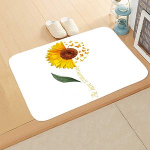 Carpets 2023New European Fashion 3D Sunflower Water Absorption Inndoor Carpet Vivid Anti-Slip Door Plush Cleaning Kitchen Rug R230718