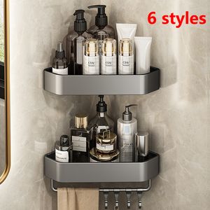 Bathroom Shelves Ermo Bathroom Accessories 2/3/4 Layer Towel Rack Storage of Toiletries Bathroom Shelf Gray Wall Mounted Toilet Space Aluminum 230717