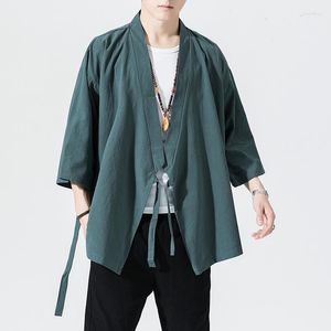 Ethnic Clothing 2023 Spring Summer Mens Orient Tops Oriental Shirts Men Hanfu Blouse Linen Vintage Style Chinese Tradition Cardigan