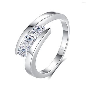 Cluster Rings Prata Esterlina Moissanite 3 Anel de Pedra Para Mulher com Certificado Jóias de Noivado de Luxo 2023 Tendência Presente Uma Menina Venda