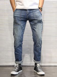 Herren Jeans Mode Retro Cargo Straight Denim Hosen Distress Washed Classic Tapered Ganzkörperhose Kleidung