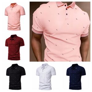 Men's Polos Men's Summer Short Sleeve Turn-down Collar Polo Shirt Fashion Casual Printed Embellishment Thin Slim Men Clothing 230717