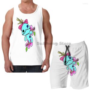Men's Tracksuits Summer Funny Print Men Tank Tops Women Scrump Beach Shorts Sets Fitness Vest