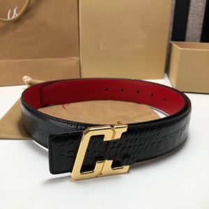 2J31 Diseñadores de lujo Cinturón Nuevo Rojo Fondo brillante Hombres Mujeres Ropa Accesorios Christians Louboutin Cinturones Hebilla Cuero genuino Ancho Cinturones con caja