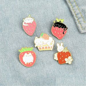 Alfinetes broches doces desenhos animados bonitos frutas esmalte pinos cores moda Stberry gato coelho para mulheres joias lapela roupas bolsas drop deliv dhsjv