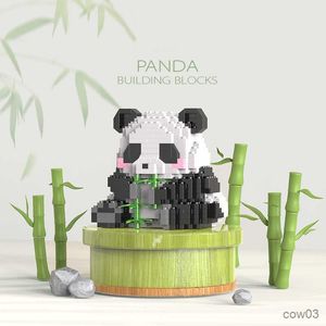 Blockerar kreativa diy monterbara djur söta mini kinesiska stil djur panda byggblock pedagogiska pojke leksaker för barn modell tegel r230718