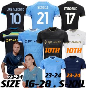 22 23 24 Koszulki piłkarskie Lazio SergeJ 2023 2024 Laz Anniversary Football Shirt Pedro Luis Alberto Immobile Men Kits Maglia da Calcio Rozmiar 16-28 S-xxl