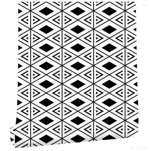 Обои черные/белые съемные ромб -полосы текстурированные настенные палочки самостоятельные клейкие обои для спальни домашний декор Легко вставить