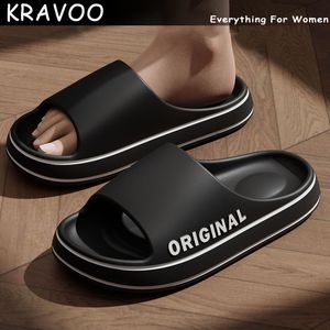 Hausschuhe Sommer KRAVOO Strandrutschen mit dicker Sohle Damen Badezimmer Anti-Rutsch-Slipper Weiche Sandalen Mode Flip-Flops Ultraleichte Buchstabenschuhe 2 78