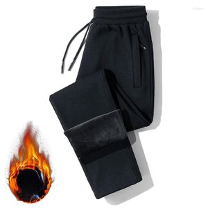 Calça Masculina 2023 Moda Inverno Masculino Caxemira Moletom Masculino Cor Sólida Calças Quentes Masculinas Forradas de Lã Calças de Corredor Casuais L80