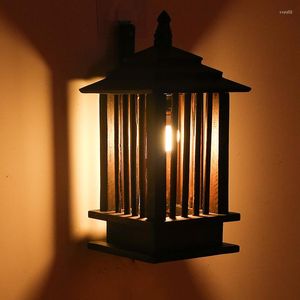 Wall Lamp Southeast Asian Style Solid Wood Thailand El Hallway Living Room Light Massage Balcony Retro Lighting