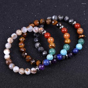 Pulseira Trançada Pedra Natural Strand Reiki Ágatas Café Labradorita Olho de Tigre 7 Chakra Pulseiras Yoga Cura Jóias Meditação