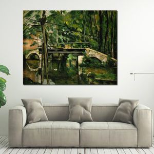 Abstrakte Tier-Leinwandkunst, die Brücke bei Maincy, Paul Cezanne-Gemälde, handgefertigte Musikdekoration für Klavierzimmer