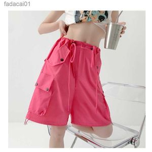 Candy Farbe Frauen Sommer Shorts Einstellbare String Taille Solide SXXL Mode Lose Cargo-Shorts Weibliche Radfahren Shorts Streetwear L230621