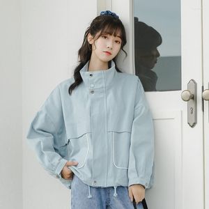 Kvinnans jackor överdimensionerad jacka Kvinna 2023 Autumn Streetwear Korean Style Coat Harajuku For Women Zip Up in Outerwears Windbreaker