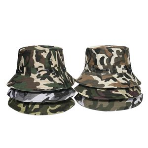 Camouflage Eimer Hut Herren und Damen Kordelzug Fischer Hut Outdoor Bergsteigen Angeln Hut Reise Sonnenhut Eimer Hut Großhandel