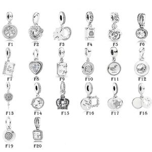 NUOVO 925 Sterling Silver Fit Pandora Charms Bracciali Trifoglio Albero genealogico Amore Cuore Stelle Corona Charms per le donne europee Matrimonio O207Q