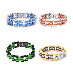 316L rostfritt stål män armband elektropläterad cykel motorcykel hiphop punk cool moto länk kedja pojkar manschett armband 1,6 cm 21,5 cm 22,5 cm 4 färger