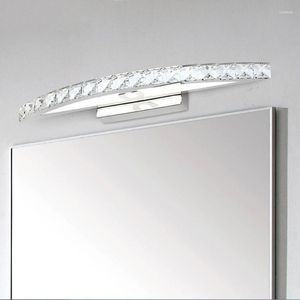 Wall Lamp Nordic Minimalist Crystal Mirror Front Light LED Toilet Bathroom Stainless Steel Curved Dressing Room Moisture-Proof