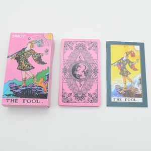 Outdoor Games Activities 12*7cm Classic Tarot card color printing Tarot plastic PVC waterproof English pink tarot deck with paper instruction board game 230718