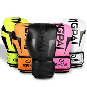 Equipamento de proteção 6/8/10 / 12OZ Luvas de boxe coloridas Adulto PU Espuma Adulto Kick Kickboxing Treinamento Boxe MMA Luvas Luvas Muay Thai Luvas de saco de areia HKD230718