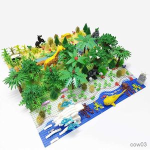 Blocks Jungle Wild Animals Builds Building Compatybilne miasta Lasowe drzewa domowe cegły bazowe zabawki dla dzieci przez lata R230718