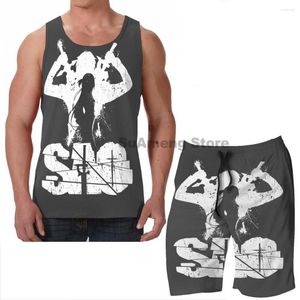 Men's Tracksuits Summer Casual Funny Print Men Tank Tops Women SAO Love Forever Board Beach Shorts Sets Fitness Sleeveless Vest