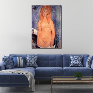 Handmade Amedeo Modigliani Canvas Art for Lounge Decor Blonde Nude Painting Modern Wall Decor