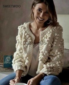 Women's Sweaters 2022 Autumn and Winter New Women's Wool Ball Bat Needle Thick Line Loose and Thin Short Sweater Cardigan Jacket Women J230718