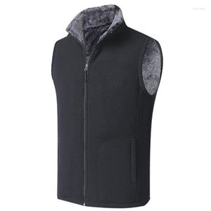 Men's Vests Autumn Winter Fleece Vest Jacket Warm Casual Waistcoat Stand Collar Thermal Sleeveless Coat Hiking Camping Outerwear