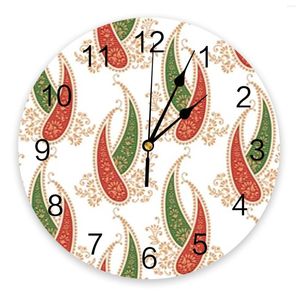 Wall Clocks Gold Paisley Pattern Clock Large Modern Kitchen Dinning Round Bedroom Silent Hanging Watch